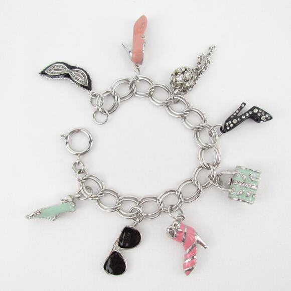 Juicy Couture Charm Bracelet Silver Tone Chain Link Bracelet  Juicy Couture Silver Tone Charm Bracelet